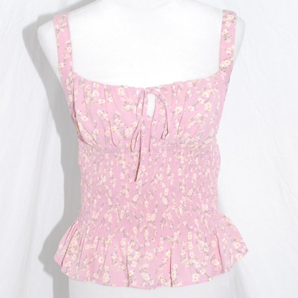 Country Cowgirl EUC Floral Love Tree Womens Medium Crop Top Pink Shirt Tank Top